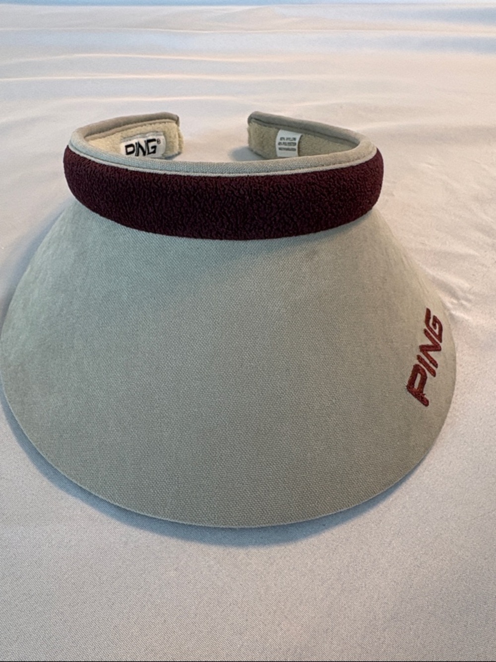 PING Tan Visor with Burgundy Band